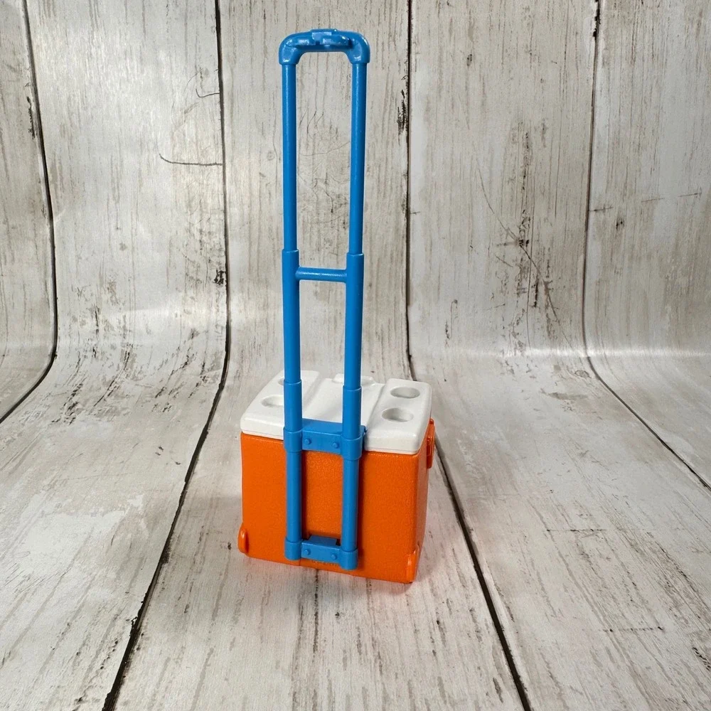 Vintage Malibu Rolling Cooler Mini‎ Novelty Orange Beverage Soda Toy Box